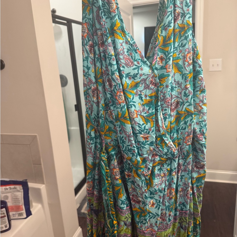 BloomChic Floral Dress - Teal and Yellow
